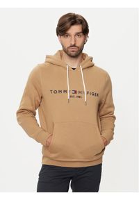 TOMMY HILFIGER - Tommy Hilfiger Bluza Logo MW0MW11599 Brązowy Regular Fit. Kolor: brązowy. Materiał: bawełna