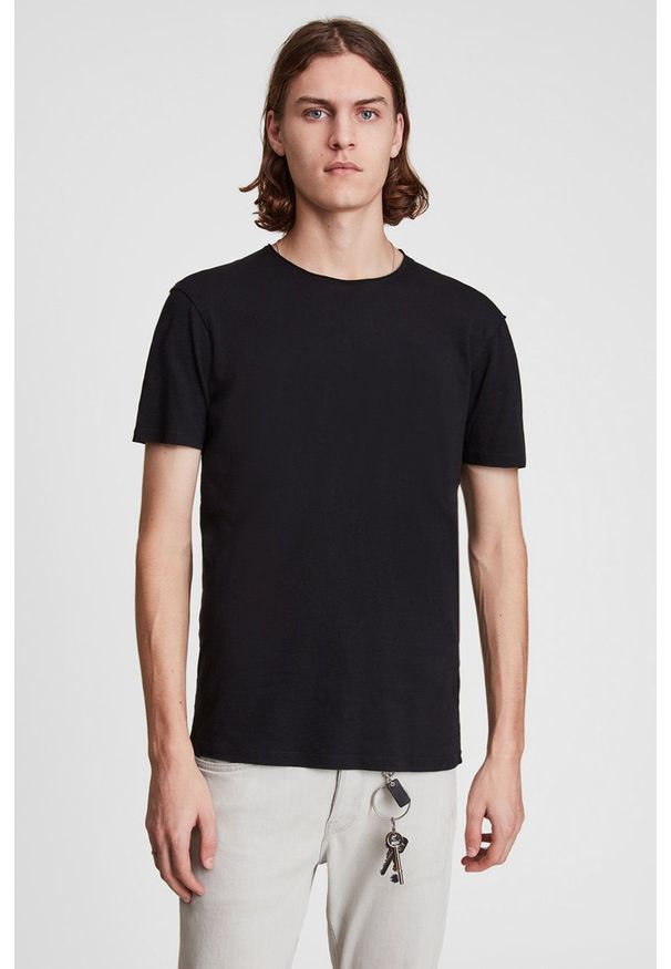 AllSaints - T-shirt Figure Crew. Okazja: na co dzień. Kolor: czarny. Materiał: dzianina. Wzór: gładki. Styl: casual