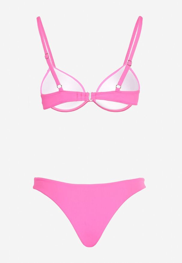 Renee - Fuksjowe Bikini Usztywniany Biustonosz z Zapięciem z Tyłu i Majtkami Figami Ermarie. Kolor: różowy