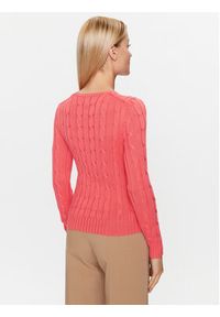 Polo Ralph Lauren Sweter 211891640014 Różowy Regular Fit. Typ kołnierza: polo. Kolor: różowy. Materiał: bawełna #4