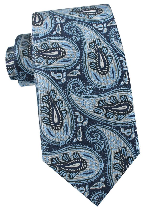Krawat Męski - Angelo di Monti - Duże Paisley, Niebieski. Kolor: niebieski. Materiał: tkanina. Wzór: paisley. Styl: elegancki, wizytowy