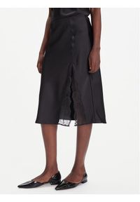 Calvin Klein Spódnica midi LV044C672G Czarny Regular Fit. Kolor: czarny. Materiał: syntetyk