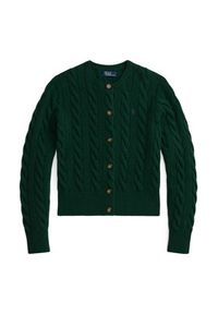 Polo Ralph Lauren Kardigan 211972104008 Zielony Slim Fit. Typ kołnierza: polo. Kolor: zielony. Materiał: wełna