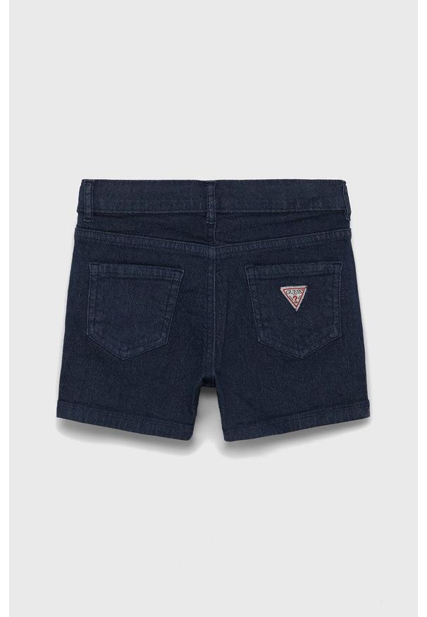Guess Szorty jeansowe dziecięce kolor granatowy gładkie regulowana talia. Okazja: na co dzień. Kolor: niebieski. Materiał: jeans. Wzór: gładki. Styl: casual