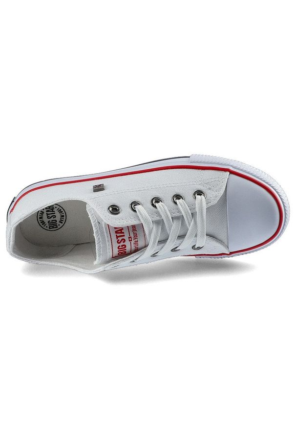 Big-Star - Białe Trampki Big Star Dziecięce Sznurowane Buty. Kolor: biały. Materiał: jeans, materiał, guma. Szerokość cholewki: normalna. Wzór: aplikacja