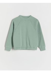 Reserved - Bluza z przeszyciami - zielony. Kolor: zielony. Materiał: dzianina, bawełna