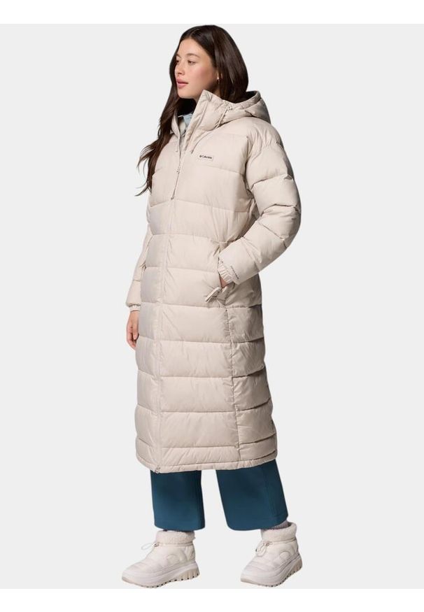 columbia - Płaszcz Zimowy Damski Columbia Pike Lake III Long. Kolor: beżowy. Materiał: materiał, puch. Sezon: zima. Sport: turystyka piesza