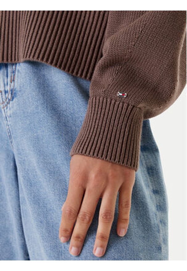 TOMMY HILFIGER - Tommy Hilfiger Sweter WW0WW45700 Brązowy Regular Fit. Kolor: brązowy. Materiał: bawełna