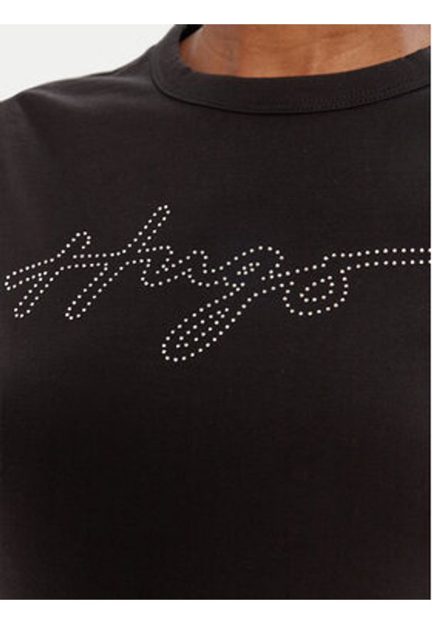 Hugo - HUGO T-Shirt Deloris 50532137 Czarny Regular Fit. Kolor: czarny. Materiał: bawełna