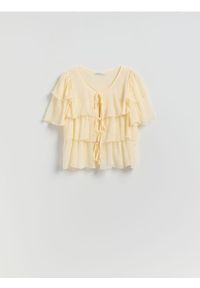 Reserved - Bluzka z falbanami - złamana biel. Materiał: szyfon, tkanina #1