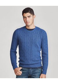 Ralph Lauren - RALPH LAUREN - Niebieski sweter z kaszmiru. Typ kołnierza: polo. Kolor: niebieski. Materiał: kaszmir