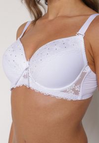 Renee - Biały Biustonosz z Koronką i Cyrkoniami Himelodia. Kolor: biały. Materiał: koronka. Wzór: koronka #3