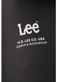 Lee bluza bawełniana męska kolor czarny z kapturem z nadrukiem. Typ kołnierza: kaptur. Kolor: czarny. Materiał: bawełna. Wzór: nadruk #2