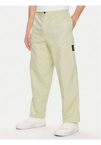 Calvin Klein Jeans Spodnie materiałowe J30J325126 Zielony Regular Fit. Kolor: zielony. Materiał: bawełna, len