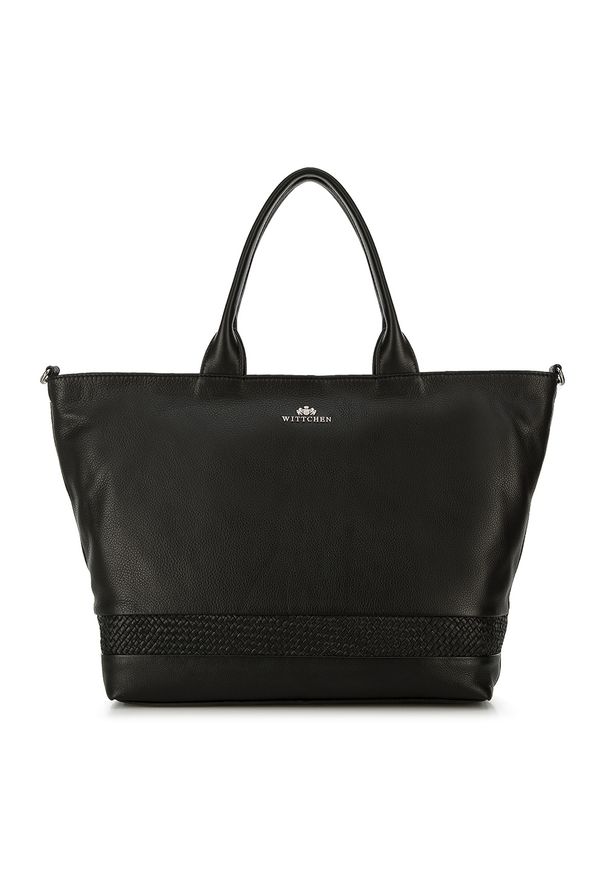 Czarna shopperka Wittchen elegancka, skórzana, na ramię