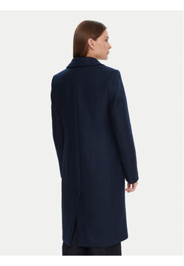 TOMMY HILFIGER - Tommy Hilfiger Płaszcz wełniany WW0WW46547 Granatowy Regular Fit. Kolor: niebieski. Materiał: wełna