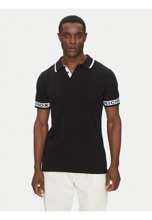 Richmond X Polo UMP25309PO Czarny Regular Fit. Typ kołnierza: polo. Kolor: czarny. Materiał: bawełna
