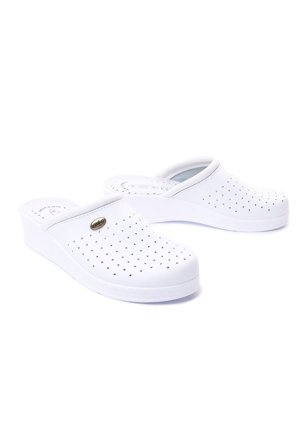 Sanital-Flex - SANITAL FLEX 707/I white, klapki damskie. Kolor: biały. Materiał: skóra