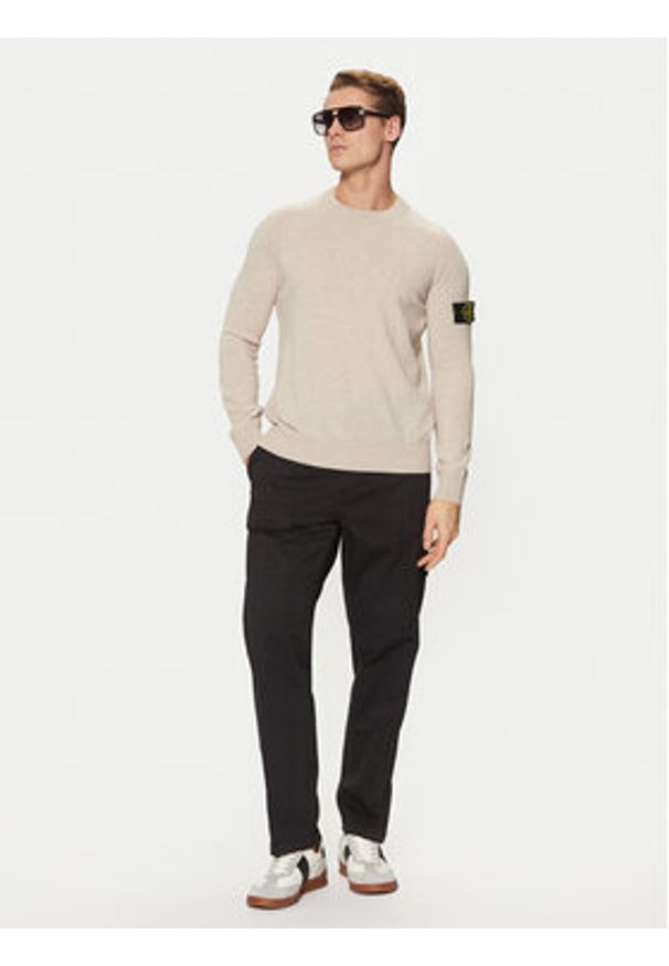 Stone Island Sweter 8115545B4 Beżowy Regular Fit. Kolor: beżowy. Materiał: wełna