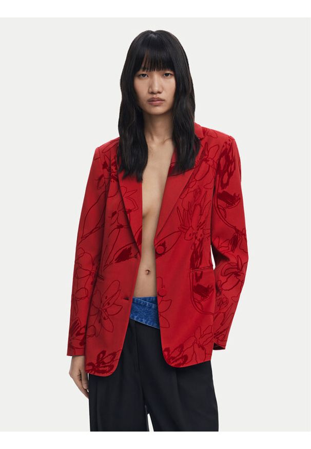 Desigual Marynarka Flockarty 25WWEW19 Czerwony Regular Fit. Kolor: czerwony. Materiał: syntetyk