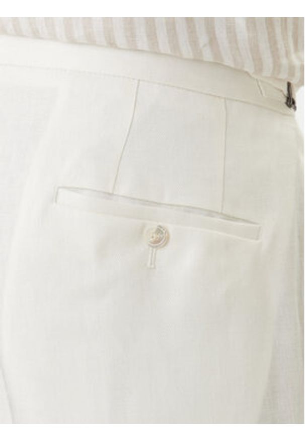 BOSS Spodnie materiałowe H-Perino 50563231 Biały Relaxed Fit. Kolor: biały. Materiał: len