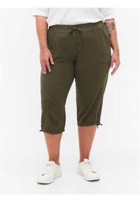 Zizzi Spodnie materiałowe J80001J Zielony Loose Fit. Kolor: zielony. Materiał: bawełna #1