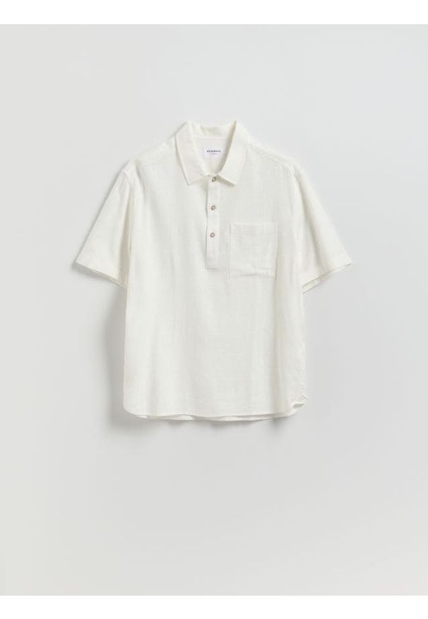 Reserved - Koszula z dodatkiem lnu - biały. Kolor: biały. Materiał: len