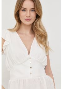 Morgan bluzka damska kolor biały wzorzysta. Okazja: na co dzień. Kolor: biały. Materiał: tkanina. Styl: casual