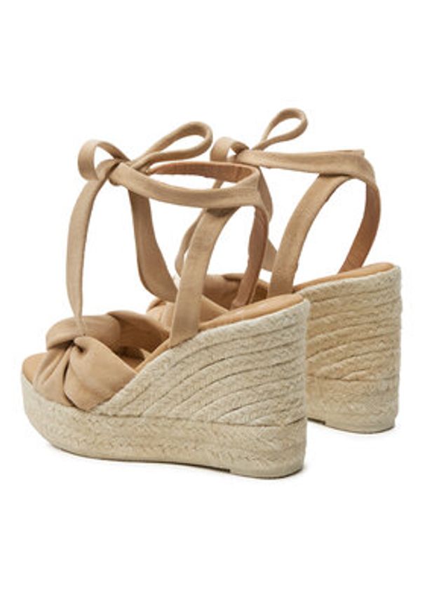 Manebi Espadryle Hamptons Wedge Espadrilles With Knot M 1.1 WS Beżowy. Kolor: beżowy. Materiał: skóra, zamsz