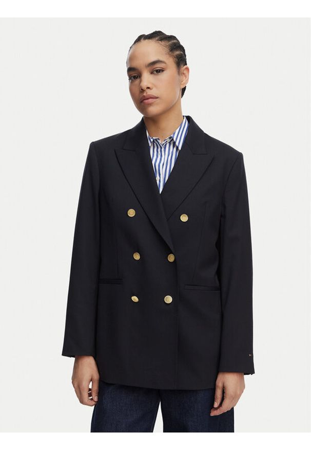 TOMMY HILFIGER - Tommy Hilfiger Marynarka WW0WW50784 Granatowy Relaxed Fit. Kolor: niebieski. Materiał: syntetyk