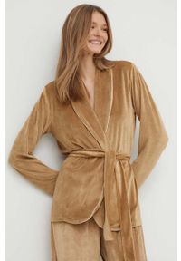 United Colors of Benetton szlafrok kolor brązowy. Kolor: brązowy. Materiał: dzianina #1