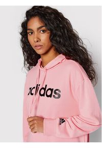Adidas - adidas Bluza Linear Ov HD1754 Różowy Loose Fit. Kolor: różowy. Materiał: bawełna
