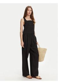 Marella Top Terni 2513161055 Czarny Regular Fit. Kolor: czarny. Materiał: wiskoza, len #5