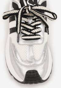 Renee - Srebrne Streetwearowe Sneakersy Chunky VICES na Platformie Ilnatea. Okazja: na co dzień. Kolor: srebrny. Materiał: jeans. Obcas: na platformie. Sport: fitness #6