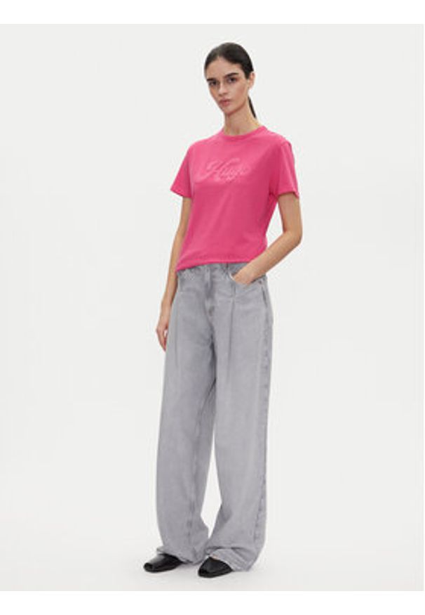 Hugo - HUGO T-Shirt Damacia_4 50539101 Różowy Regular Fit. Kolor: różowy. Materiał: bawełna