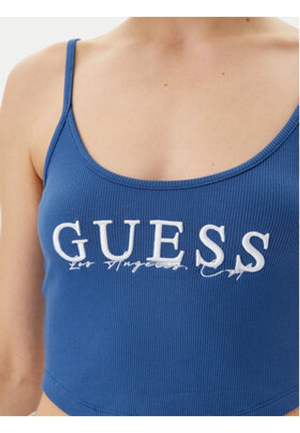 Guess Top V5GP16 K8RT2 Niebieski Regular Fit. Kolor: niebieski. Materiał: wiskoza