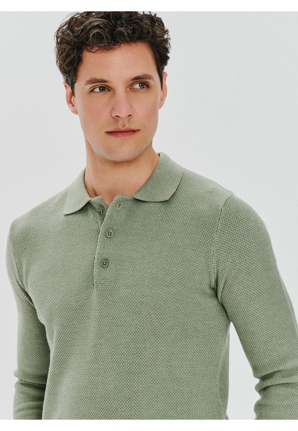 PAKO LORENTE – Zielony sweter męski z kołnierzykiem P24SF-2X-005-Z-0 - Pako Lorente. Kolor: zielony. Materiał: bawełna