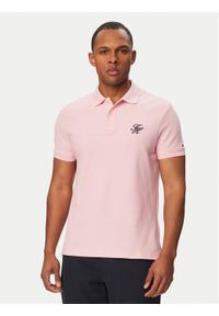 TOMMY HILFIGER - Tommy Hilfiger Polo MW0MW43046 Różowy Regular Fit. Typ kołnierza: polo. Kolor: różowy. Materiał: bawełna #1