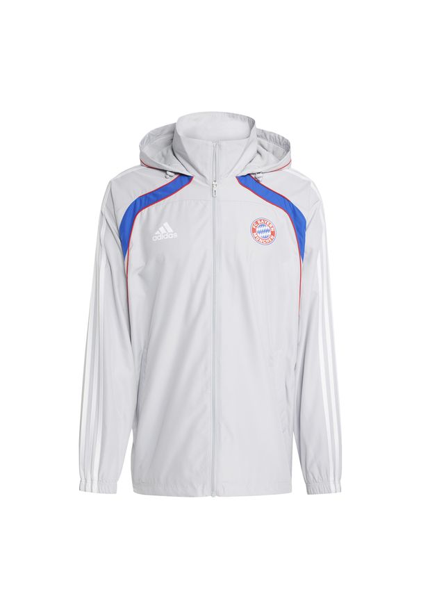 Adidas - Dres z kapturem Bayern Munich Ubp Wb Tmlggr 2024/25. Kolor: szary, wielokolorowy, biały. Materiał: dresówka. Sport: piłka nożna