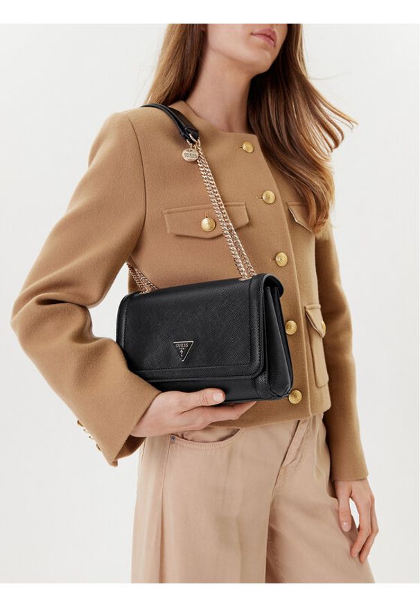 Guess Torebka Noelle II HWZG96 72210 Czarny. Kolor: czarny. Materiał: skórzane