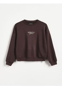 Reserved - Bluza z modalem - ciemnobrązowy. Kolor: brązowy. Materiał: dzianina #1