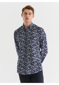 Pako Lorente - PAKO LORENTE – Granatowa koszula w oryginalny wzór. Okazja: na co dzień. Kolor: niebieski. Styl: casual #6