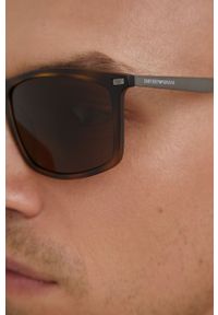 Emporio Armani Okulary przeciwsłoneczne męskie kolor brązowy. Kształt: prostokątne. Kolor: brązowy #3