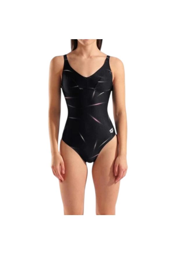 Damski kostium kąpielowy 1-częściowy Arena Stars Rain U Back. Kolor: wielokolorowy, czarny