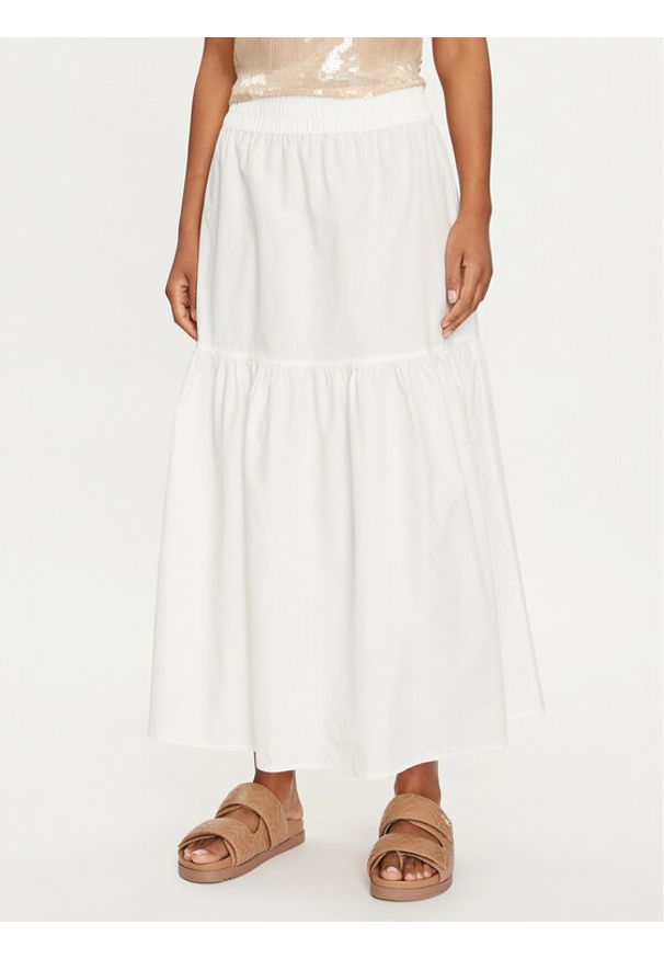 Vero Moda Spódnica trapezowa Charlotte 10303657 Biały Regular Fit. Kolor: biały. Materiał: bawełna