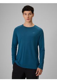 4f - 4F Longsleeve trekkingowy szybkoschnący z wełną merino męski - turkusowy L. Kolor: turkusowy. Materiał: wełna. Długość rękawa: długi rękaw. Długość: długie. Sport: turystyka piesza #1