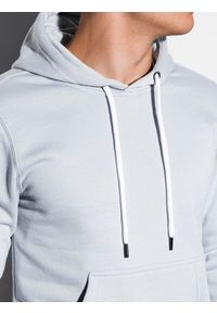 Ombre Clothing - Bluza męska z kapturem BASIC - srebrna B979 - L. Typ kołnierza: kaptur. Kolor: srebrny. Materiał: bawełna, poliester. Styl: klasyczny #3