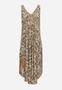 Born2be - Zielono-Beżowa Rozkloszowana Wiskozowa Sukienka Bez Rękawów Eladea. Okazja: na co dzień. Kolor: zielony. Materiał: wiskoza. Długość rękawa: bez rękawów. Typ sukienki: proste. Styl: klasyczny, casual, elegancki #3