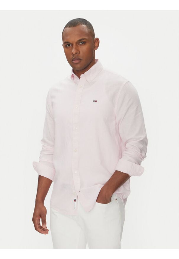 Tommy Jeans Koszula DM0DM20875 Różowy Regular Fit. Kolor: różowy. Materiał: bawełna, len
