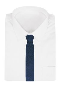 Krawat Męski - Chattier - Odcienie Granatu, Duży Wzór w Kwiaty. Kolor: niebieski. Materiał: tkanina. Wzór: kwiaty. Styl: klasyczny, wizytowy, elegancki